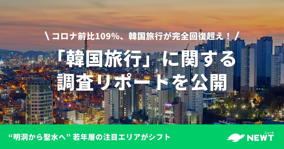 旅行アプリ『NEWT（ニュート）』、 「韓国旅行」に関する調査リポートを公開