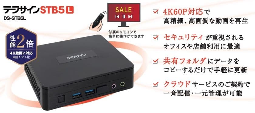 4K60Pの高画質映像に対応した、高セキュリティな
デジタルサイネージSTBを8月18日販売開始！