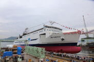 6月4日　内海造船株式会社　瀬戸田工場での進水式の様子