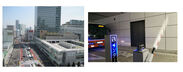 （左）「バスタ新宿」全景（国土交通省東京国道事務所提供） （右）「バスタ新宿」バス管制システム３階 バス入場ゲート（当社撮影）