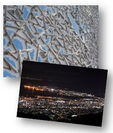 (上)自然体感展望台 六甲枝垂れの樹氷 (下)天覧台からの夜景