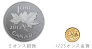 1セント銀貨＜5オンス＞ 1セント金貨＜1/25オンス＞