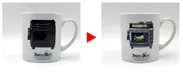 マグカップ正面(左：常温時、右：60度以上時)