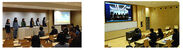 左：旅行企画の発表と選考（11月11日）右：ハワイ留学中の学生と安田女子大学（広島）を結んでスカイプ会議（3月5日）