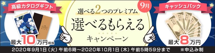 ＦＸプライムｂｙＧＭＯ、 高級カタログギフトか、キャッシュバックか、 選べるキャンペーンを、2020年9月1日より開始！