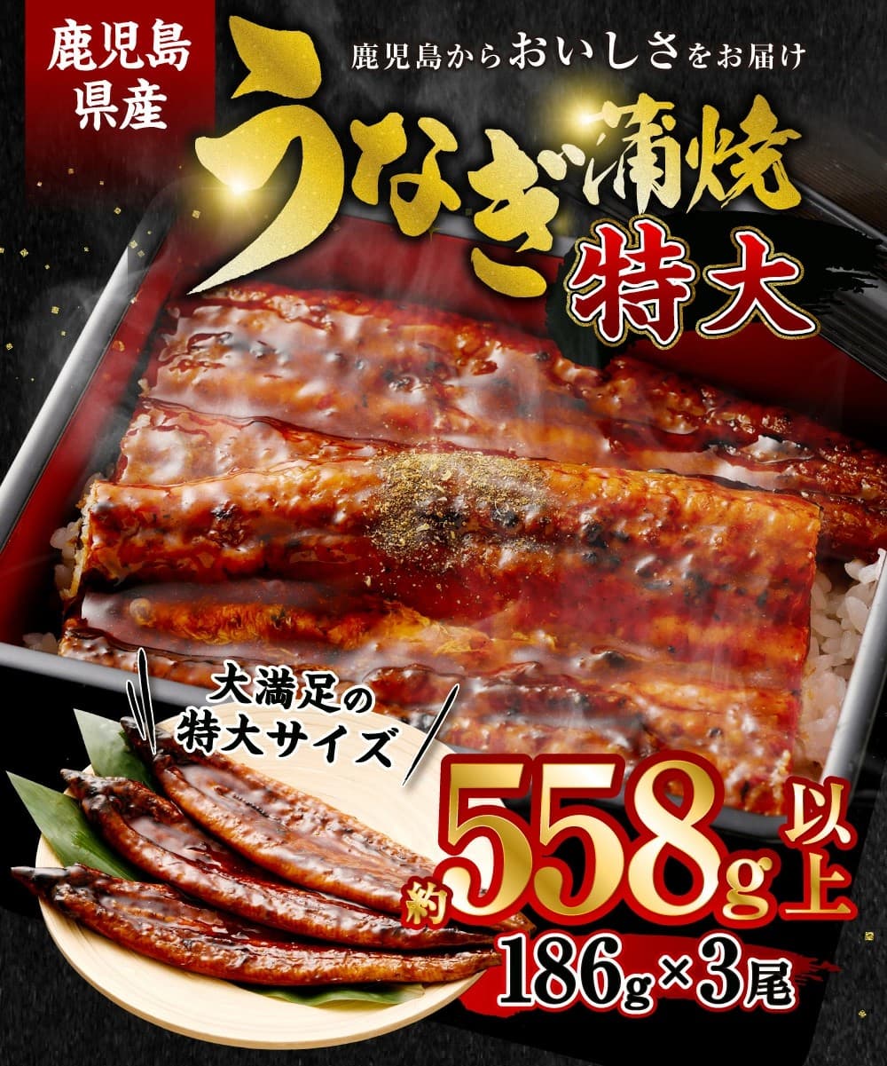 【鹿児島県薩摩川内市ふるさと納税】数量限定の極上グルメ！特大サイズうなぎ蒲焼3尾セットが登場！