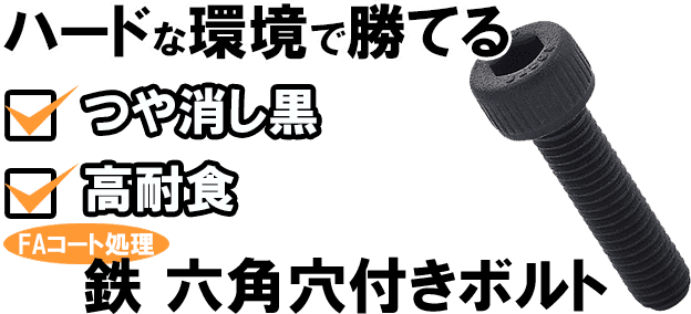 高耐食のつや消し黒色「FAコート 六角穴付きボルト」紹介