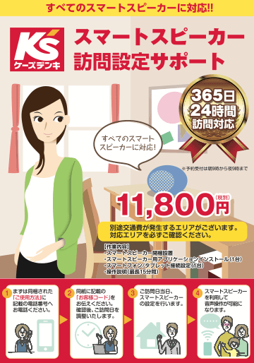 ケーズデンキでスマートスピーカーの 訪問設定サポートパックを販売