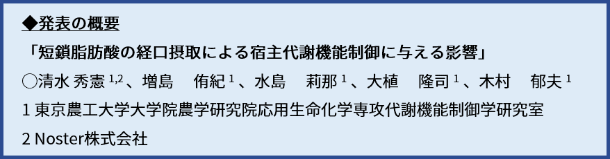 短鎖脂肪酸の摂取で肥満が抑制されることを明らかに　 NOSTER、第20回日本抗加齢医学会総会において優秀演題賞受賞