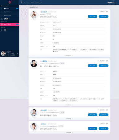 ワークフロー画面