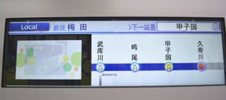 【4か国語対応の車内案内表示器】