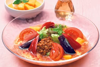 夏野菜の冷し酸辣うどん