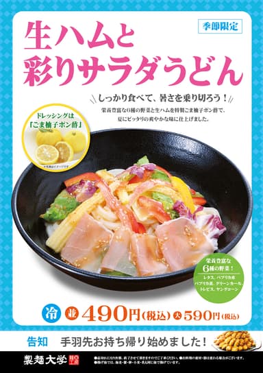 生ハムと彩りサラダうどん