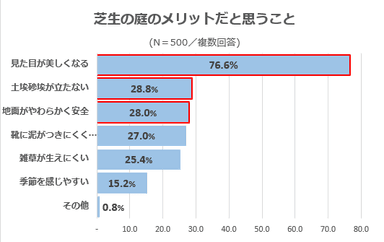 芝生の庭のメリットだと思うこと