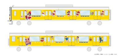 ラッピングトレイン車両側面イメージ (C)臼井儀人／双葉社・シンエイ・テレビ朝日・ADK