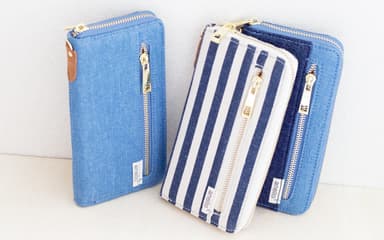 anello デニムファスナー長財布