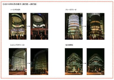 Light off 2-hours　2016年６月の様子（消灯前→消灯後）　