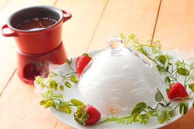 白いちごと季節フルーツのチョコレートフォンデュ1