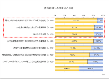 成長戦略への改革別の評価