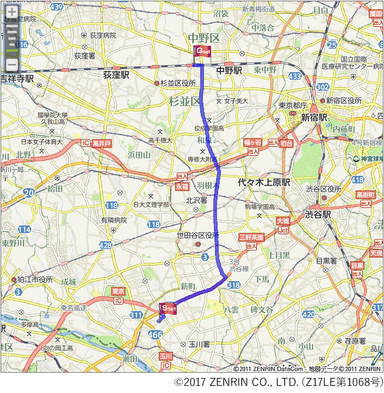 駅から会社への徒歩経路の表示例