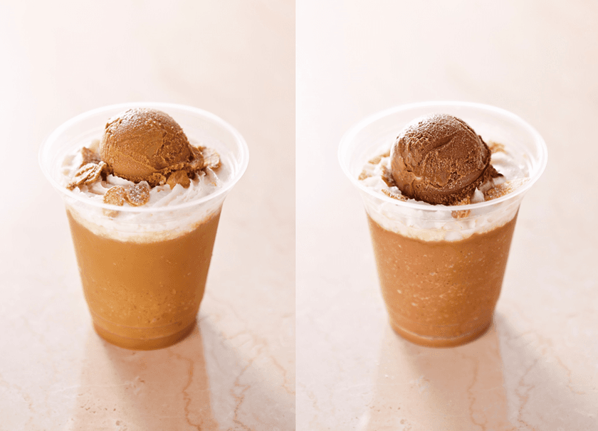 混ぜて楽しむベルギー風パフェ ドリンク　
リエジョワ カフェ＆リエジョワ ショコラ
季節限定で再登場！
