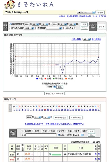 基礎体温表