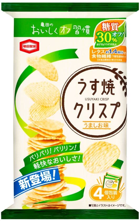 おからの力で糖質30%オフ！（※）
パリパリ！パリリン！軽快なおいしさ！
『うす焼クリスプ』新登場！(※) 当社「93g サラダうす焼」比