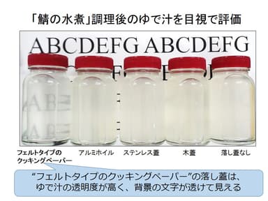 「鯖の水煮」調理後のゆで汁を目視で評価