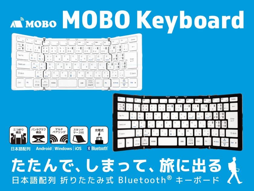 「たたんで、しまって、旅に出る」　
文庫本サイズ折りたたみキーボード
『MOBO Keyboard』販売開始