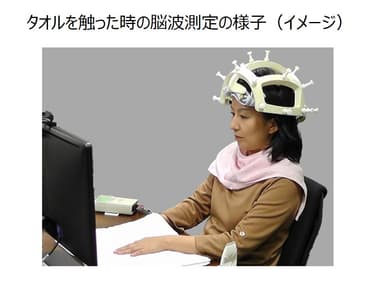 タオルを触った時の脳波測定の様子(イメージ)