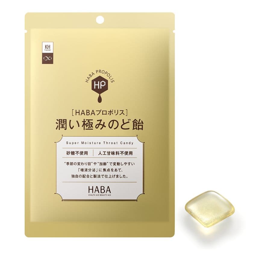 ～のどの潤いの要、唾液分泌に着目～
2017年11月21日（火）より新発売！
『ＨＡＢＡプロポリス 潤い極みのど飴』