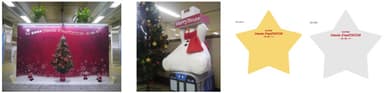 （左）クリスマスボードとスノーマン（昨年作品）　（右）メッセージカード