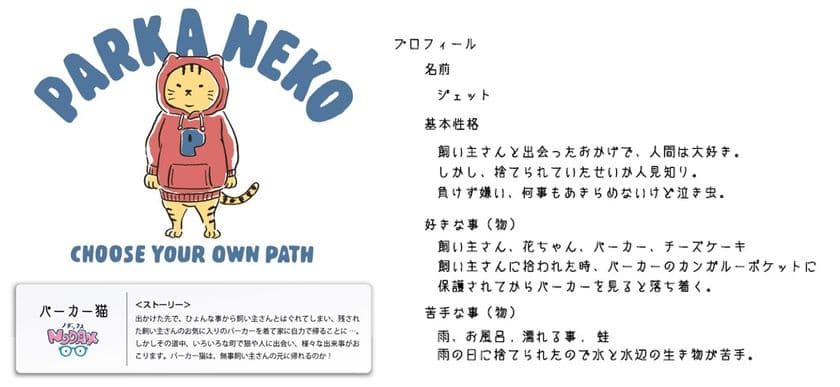 ５人のデザイナーが競演！！
マックハウスの新キャラクター「パーカー猫」が登場