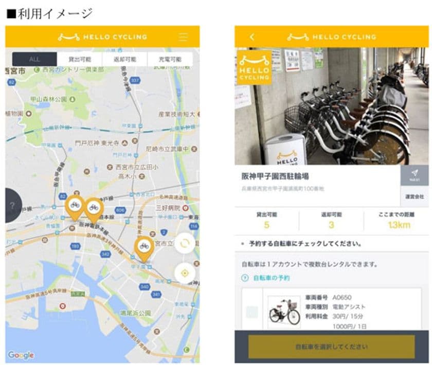 阪神電気鉄道グループ、関西で初めてOpenStreetの
「HELLO CYCLING」を活用した自転車シェアリングサービスを導入
～尼崎エリアをはじめとした阪神沿線で本日から開始します～