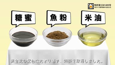 特許取得飼料　糖蜜・魚粉・米油