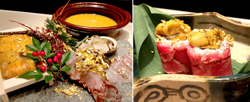 【銀座和食 紬 TSUMUGI】　
金まみれ！新春は＜金＞づくし和定食コースで景気づけ！
インスタ映え必至「金の海鮮うにしゃぶ」、
かつべ牛「金のう肉寿司」、「金雑炊」。
2018年1月15日～1月31日(1日10名様限定)