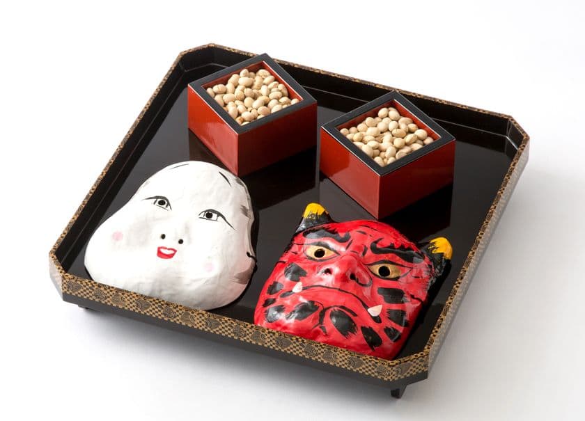 口福な豆をまこう！福を招く節分の豆菓子　
老舗豆菓子店謹製　煎り豆と手作りの福・鬼のお面セット販売開始