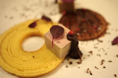 フォワグラのテリーヌとバームクーヘン　チョコソース