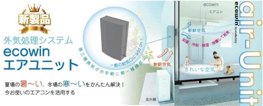 市販のエアコンと給気口に接続・設置するだけで温調・除湿・除塵
　外気処理システム『ecowinエアユニット』を発売＆発表会を開催