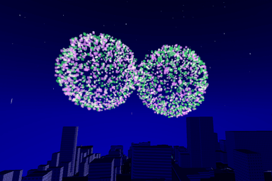 VR花火(開発中の画面)