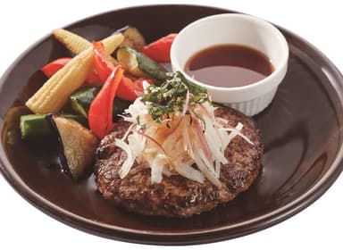 ごろっと夏野菜と薬味たっぷりおろしハンバーグ