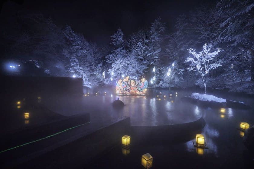 星野リゾート　青森屋（青森県三沢市）
絶景雪見露天「ねぶり流し灯篭」実施
期間：2018年12月1日～2019年3月31日