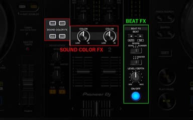 3種類の「BEAT FX」と4種類の「SOUND COLOR FX」でエフェクトを使った本格的で多彩なDJプレイが可能