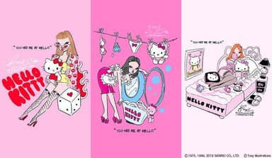 「HELLO KITTY × foxy illustrations」アートイメージ