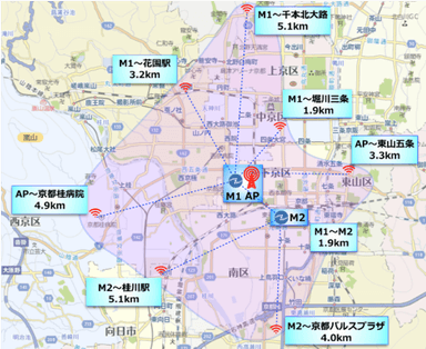 京都市内 ZETA LPWAデータ通信インフラ構築状況