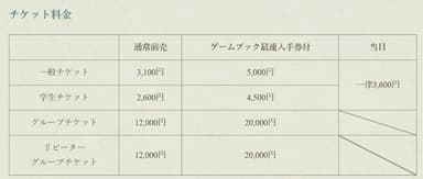 チケット料金表