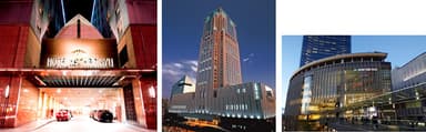 左：大阪新阪急ホテル　中：ホテル阪急インターナショナル　右：グランフロント大阪