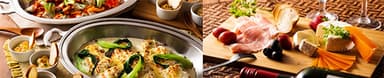 左から「シーズンコーナー」、「シャルキュトリーコーナー（ディナー限定）」