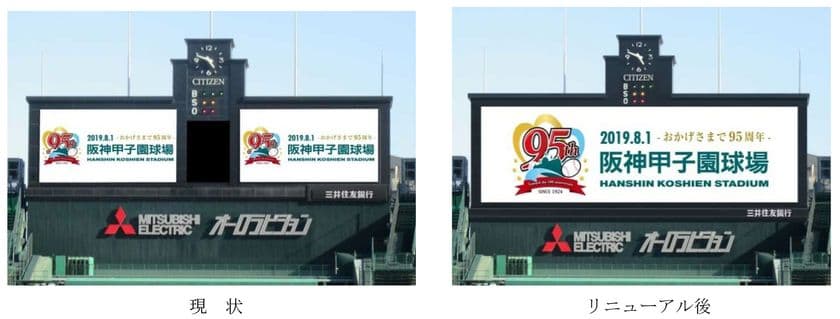 阪神甲子園球場のメインビジョンが完成！
～ビジョン全面を使った迫力ある映像と演出が可能に～