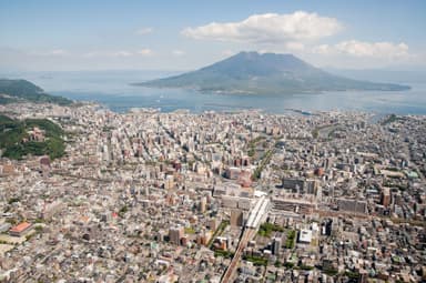 活火山・桜島と鹿児島市街地